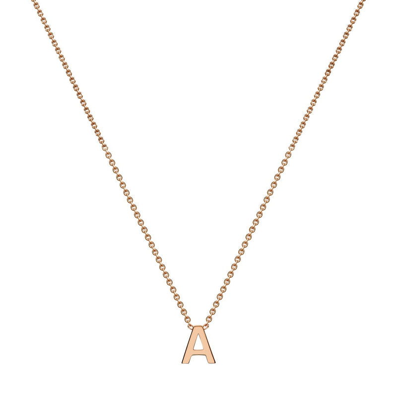 9ct Rose Gold Mini Initial A Adjustable Necklace — full-length
