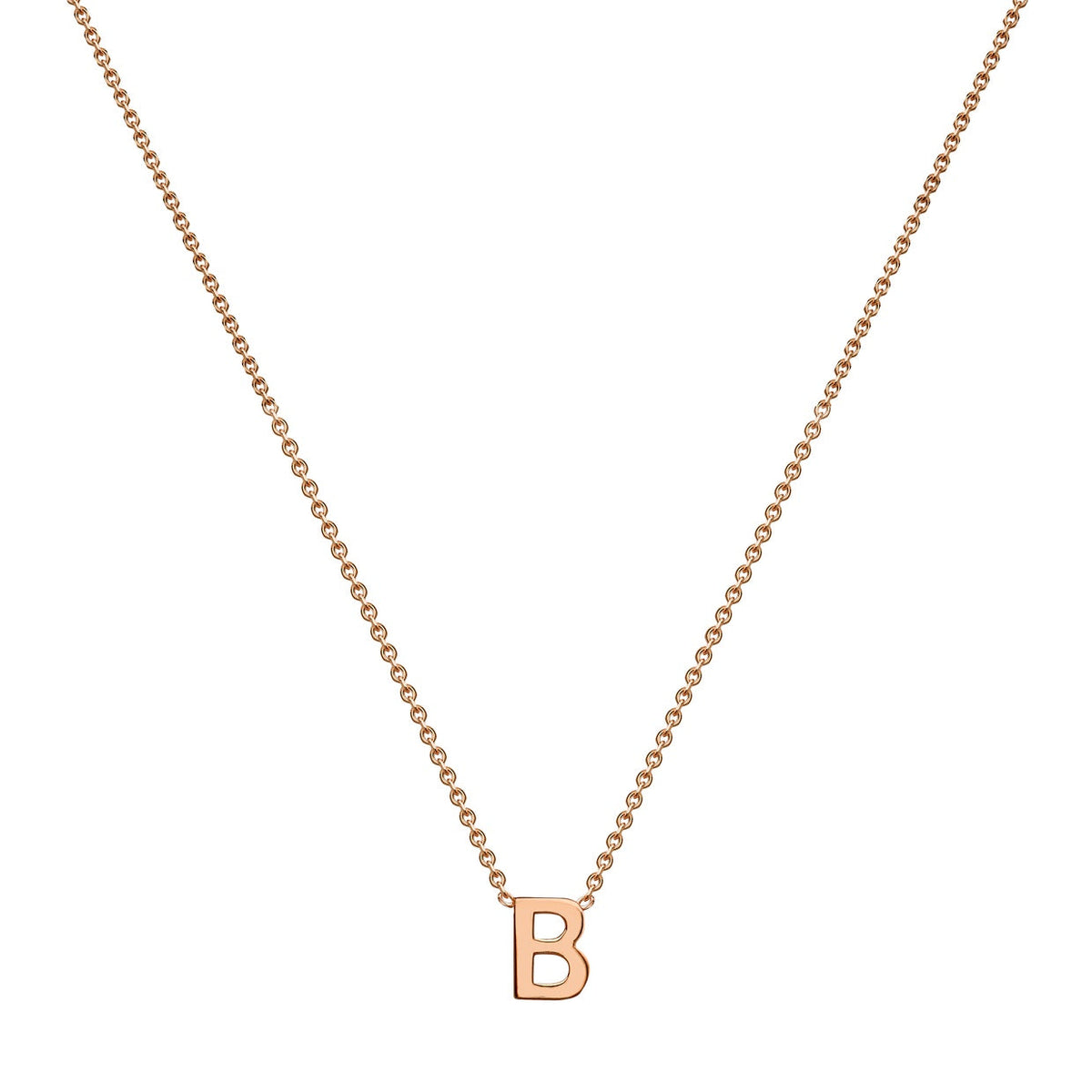 9ct Rose Gold Mini Initial B Adjustable Necklace — full-length