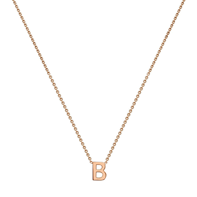 9ct Rose Gold Mini Initial B Adjustable Necklace — full-length