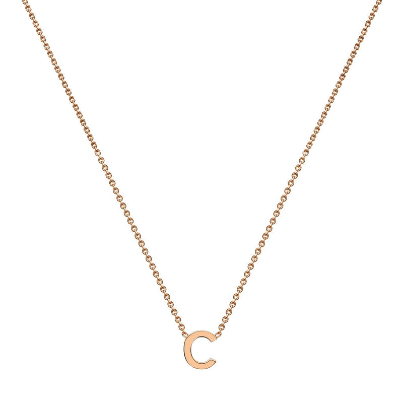 9ct Rose Gold Mini Initial C Adjustable Necklace — full-length