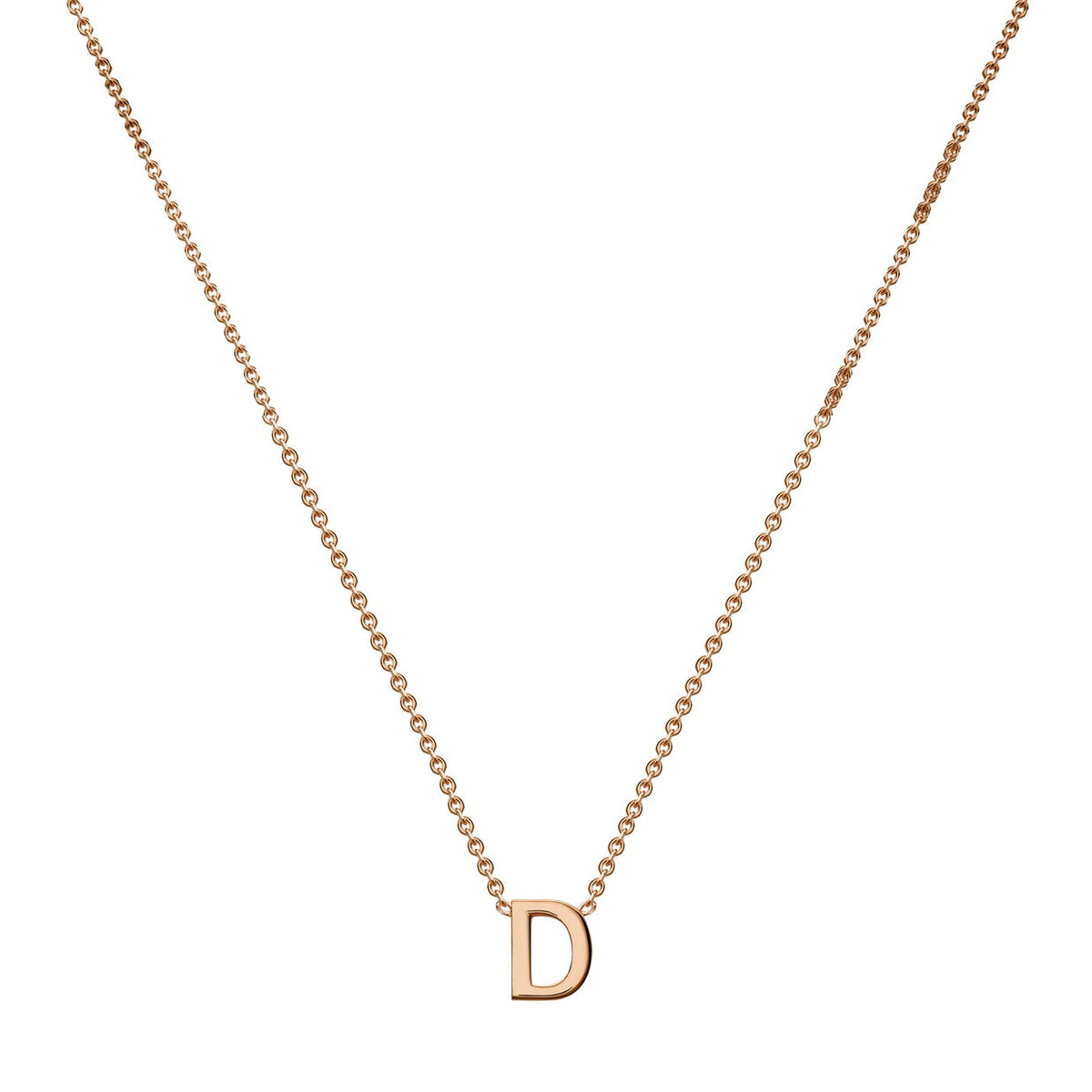 9ct Rose Gold Mini Initial D Adjustable Necklace — full-length