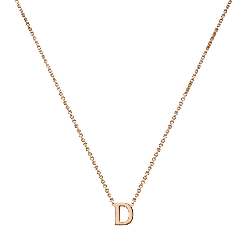 9ct Rose Gold Mini Initial D Adjustable Necklace — full-length
