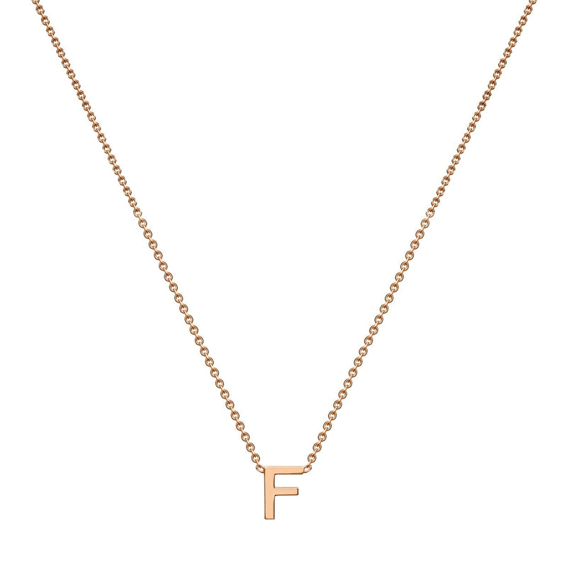 9ct Rose Gold Mini Initial F Adjustable Necklace — full-length