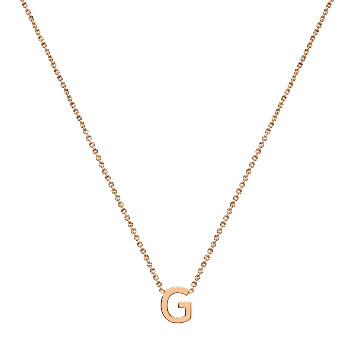 9ct Rose Gold Mini Initial G Adjustable Necklace — full-length