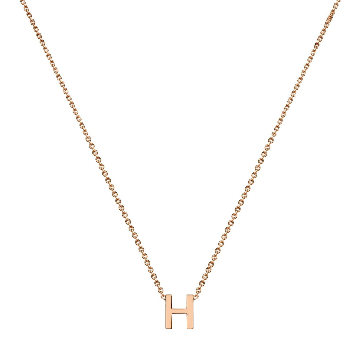9ct Rose Gold Mini Initial H Adjustable Necklace — full-length