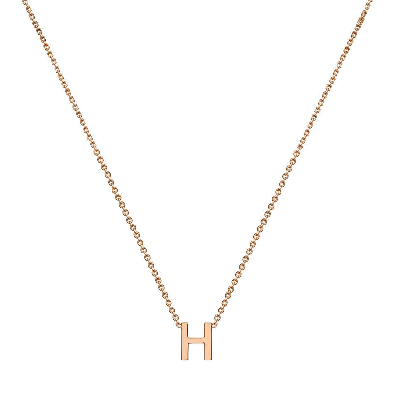 9ct Rose Gold Mini Initial H Adjustable Necklace — full-length