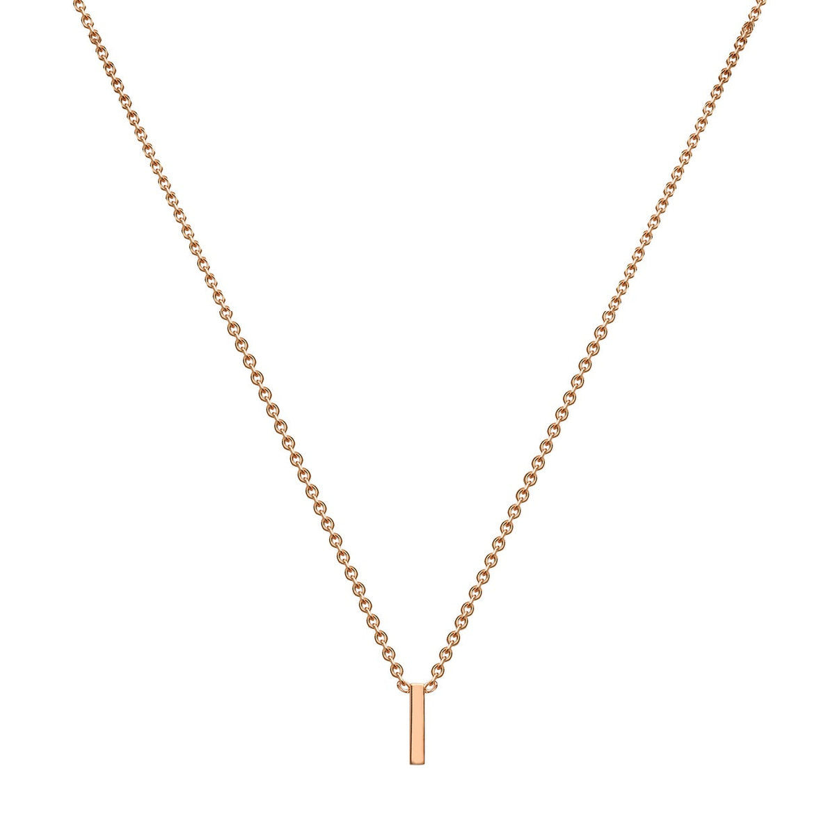 9ct Rose Gold Mini Initial I Adjustable Necklace — full-length