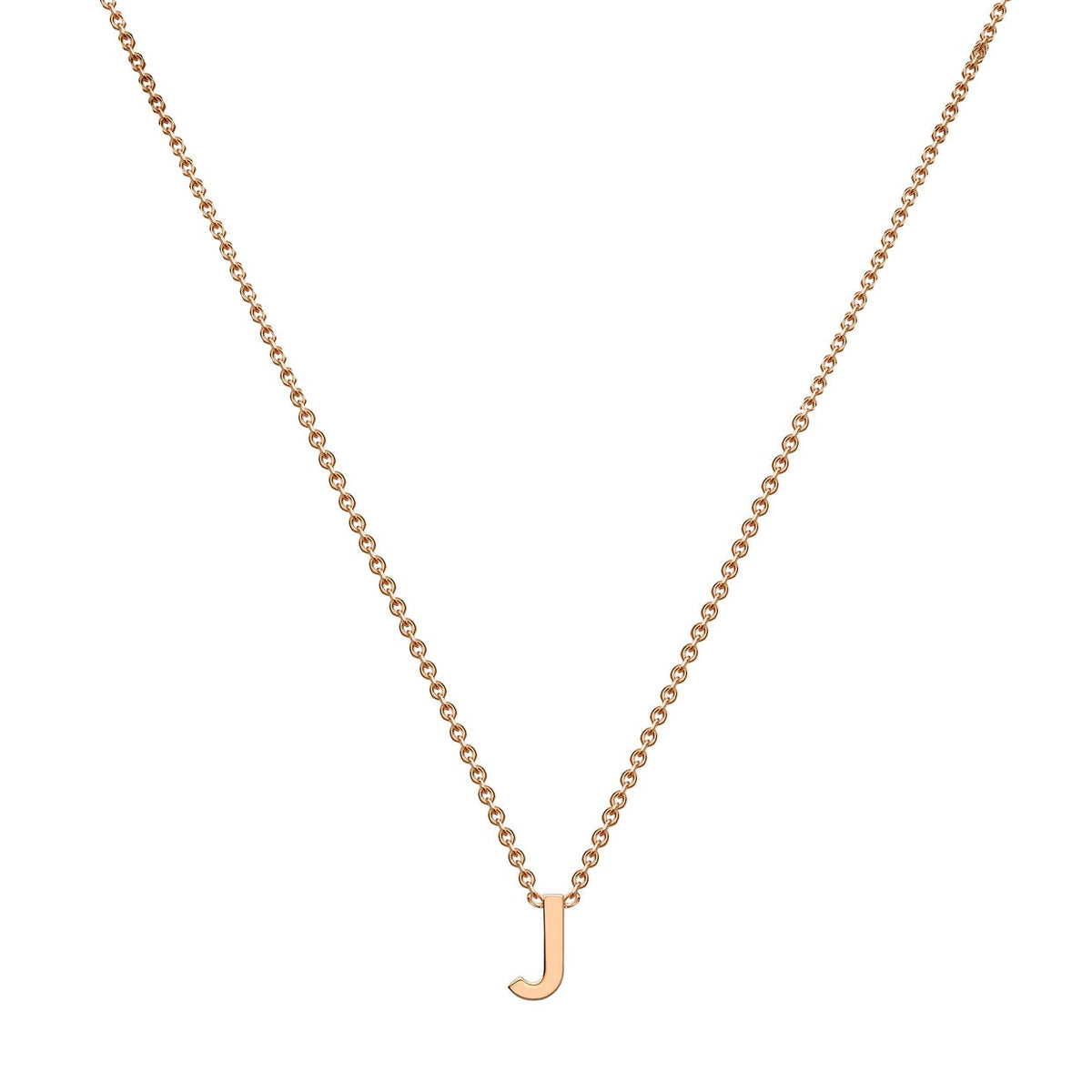 9ct Rose Gold Mini Initial J Adjustable Necklace — full-length
