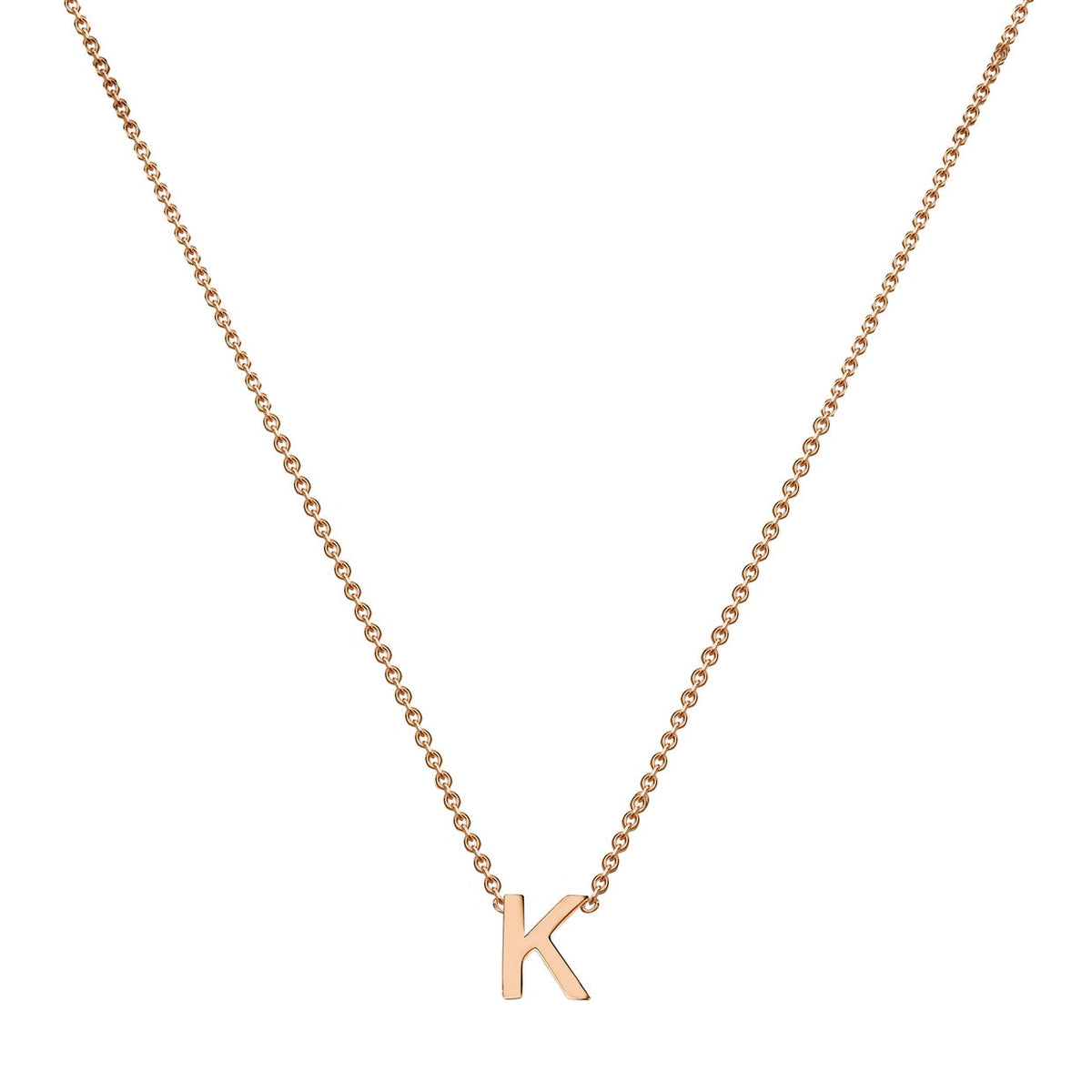 9ct Rose Gold Mini Initial K Adjustable Necklace — full-length