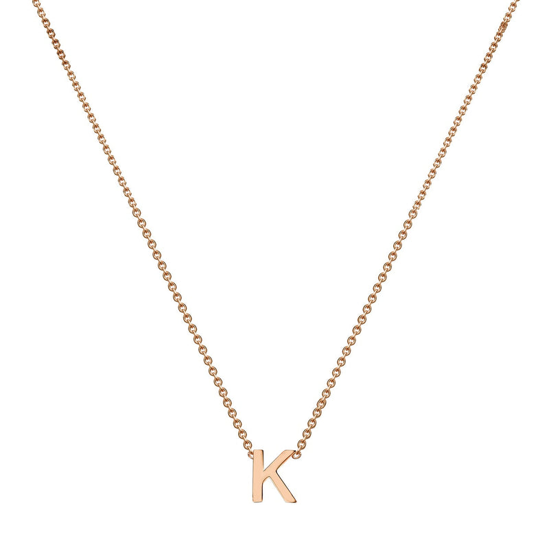 9ct Rose Gold Mini Initial K Adjustable Necklace — full-length