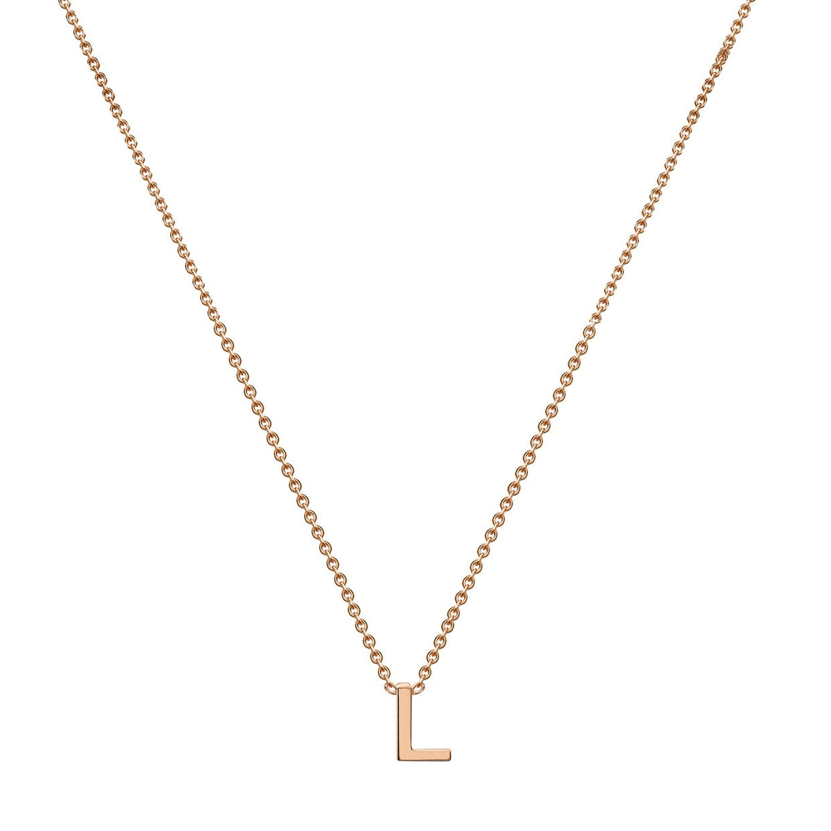 9ct Rose Gold Mini Initial L Adjustable Necklace — full-length