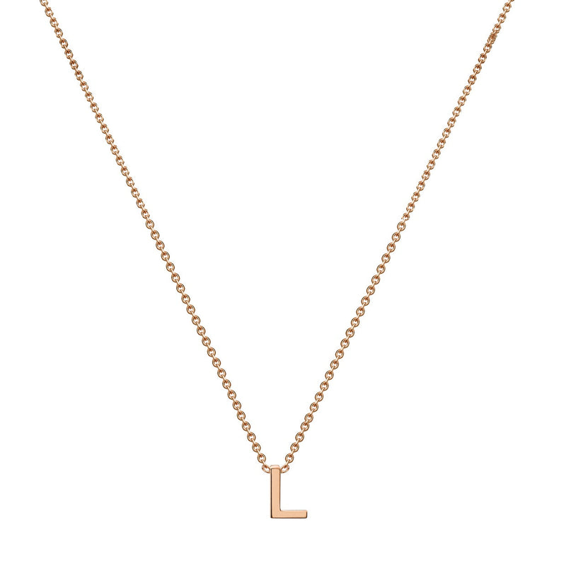 9ct Rose Gold Mini Initial L Adjustable Necklace — full-length