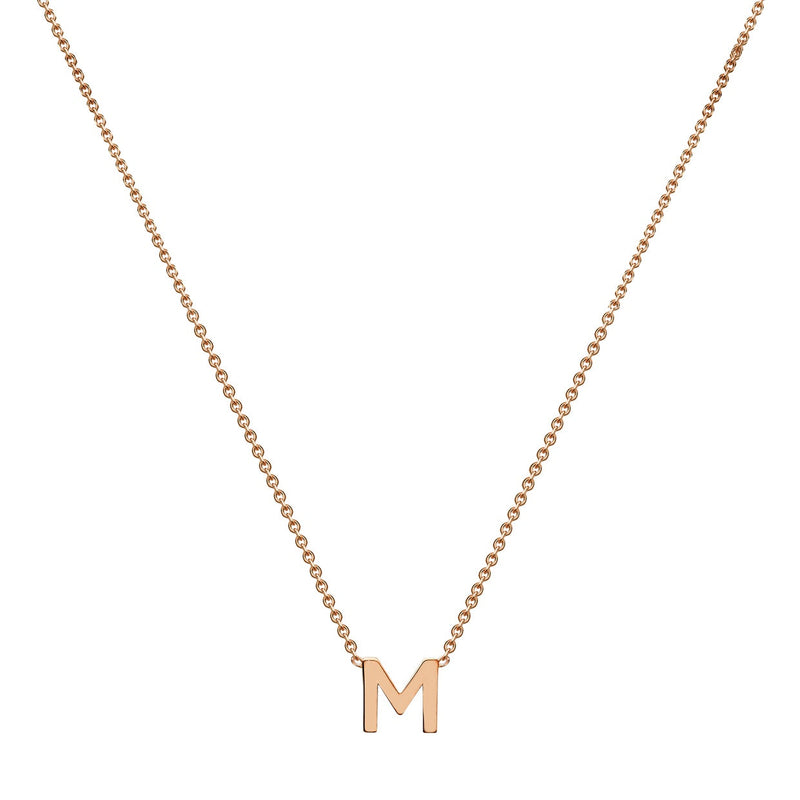 9ct Rose Gold Mini Initial M Adjustable Necklace — full-length