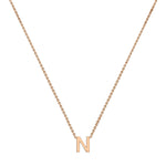 9ct Rose Gold Mini Initial N Adjustable Necklace — full-length