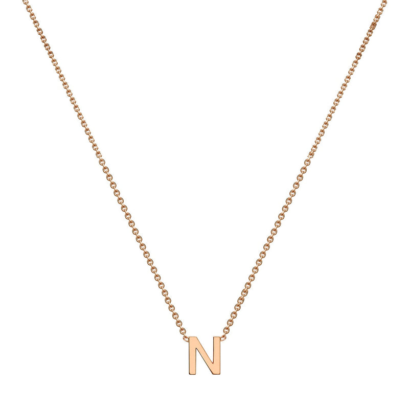 9ct Rose Gold Mini Initial N Adjustable Necklace — full-length