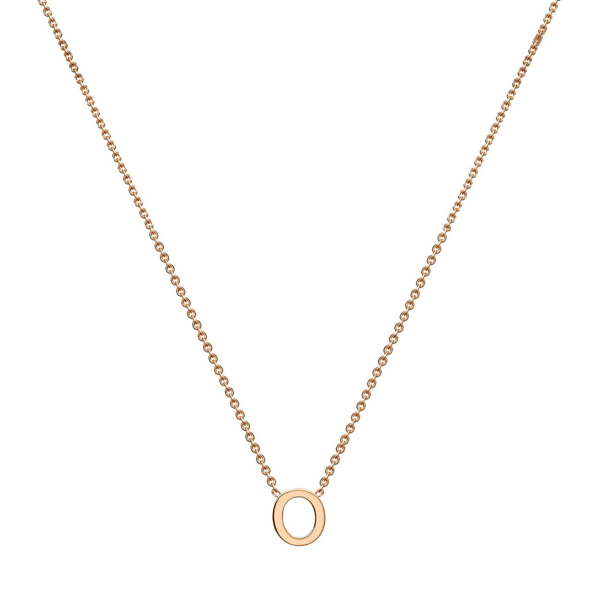 9ct Rose Gold Mini Initial O Adjustable Necklace — full-length