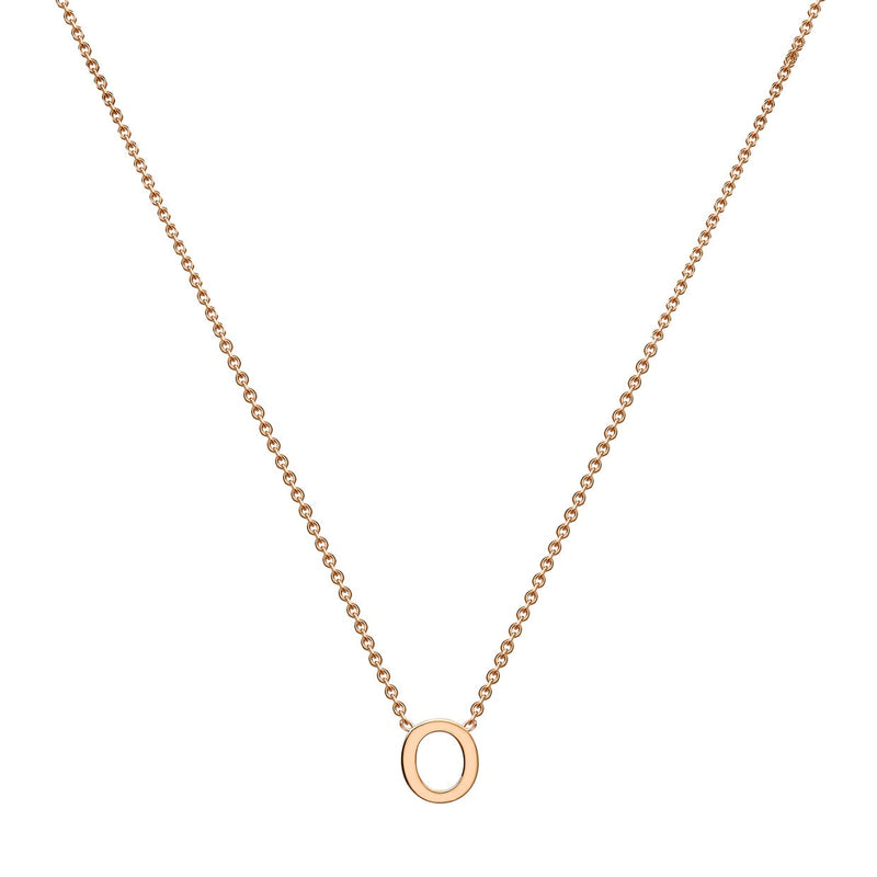9ct Rose Gold Mini Initial O Adjustable Necklace — full-length