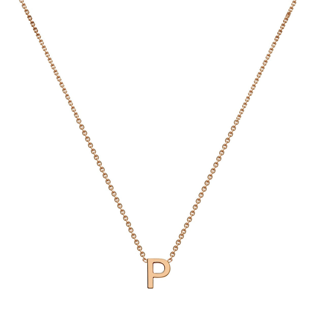 9ct Rose Gold Mini Initial P Adjustable Necklace — full-length