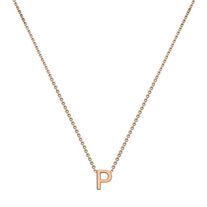9ct Rose Gold Mini Initial P Adjustable Necklace — full-length