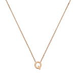 9ct Rose Gold Mini Initial Q Adjustable Necklace — full-length