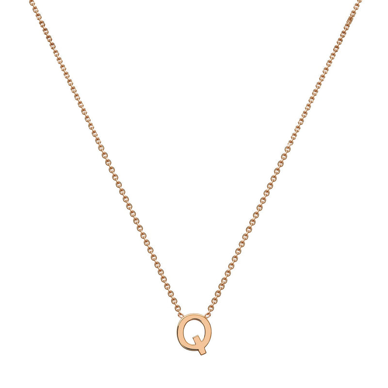 9ct Rose Gold Mini Initial Q Adjustable Necklace — full-length