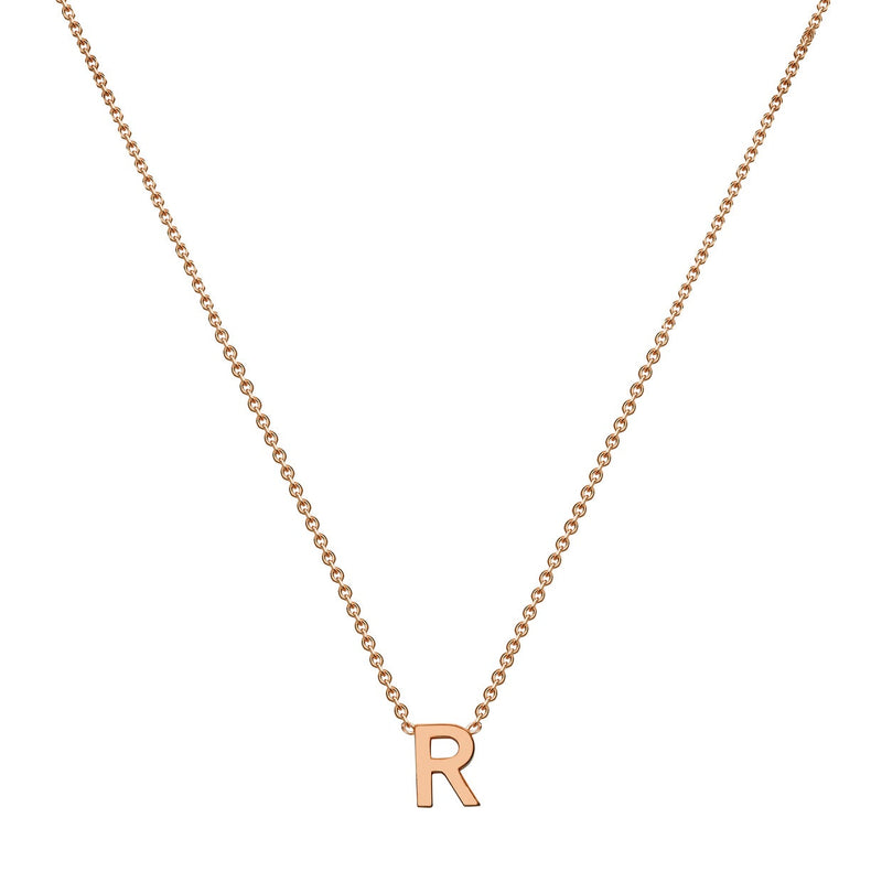 9ct Rose Gold Mini Initial R Adjustable Necklace — full-length