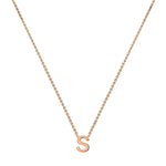 9ct Rose Gold Mini Initial S Adjustable Necklace — full-length