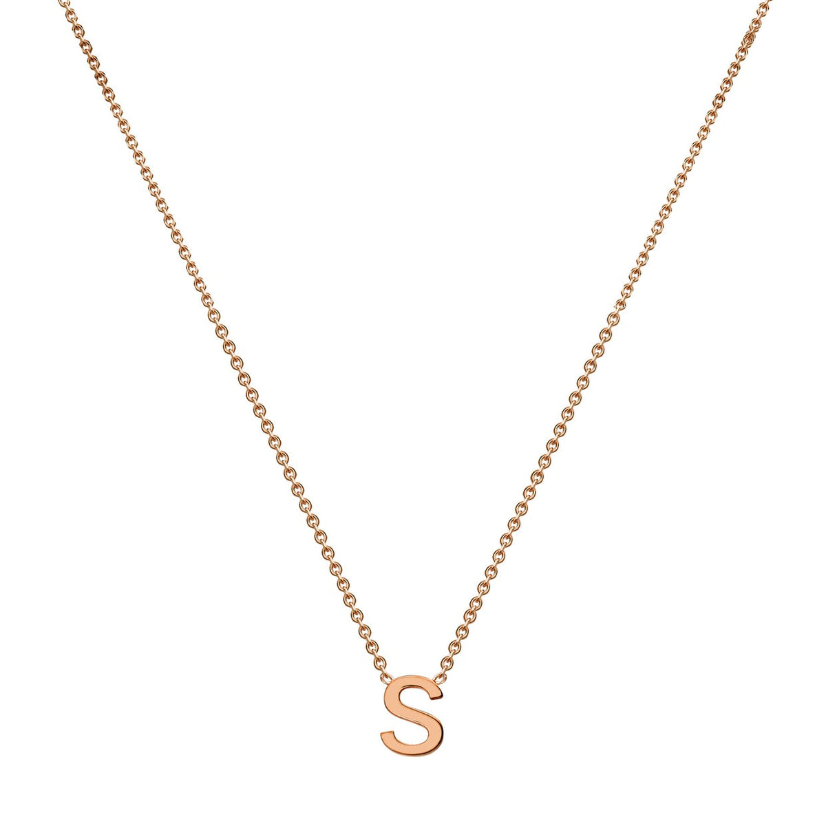 9ct Rose Gold Mini Initial S Adjustable Necklace — full-length