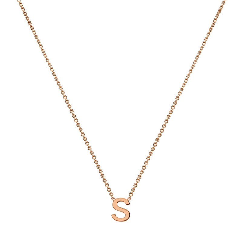 9ct Rose Gold Mini Initial S Adjustable Necklace — full-length