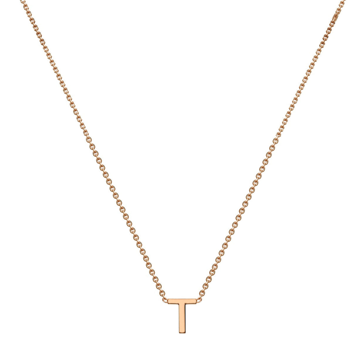 9ct Rose Gold Mini Initial T Adjustable Necklace — full-length