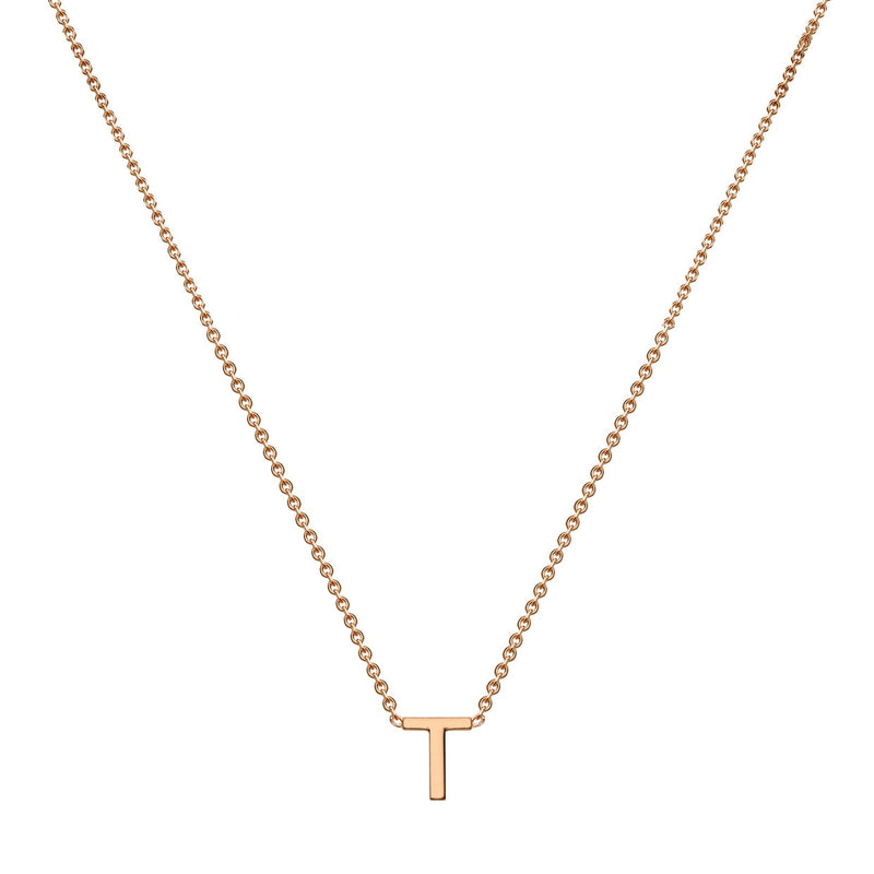 9ct Rose Gold Mini Initial T Adjustable Necklace — full-length