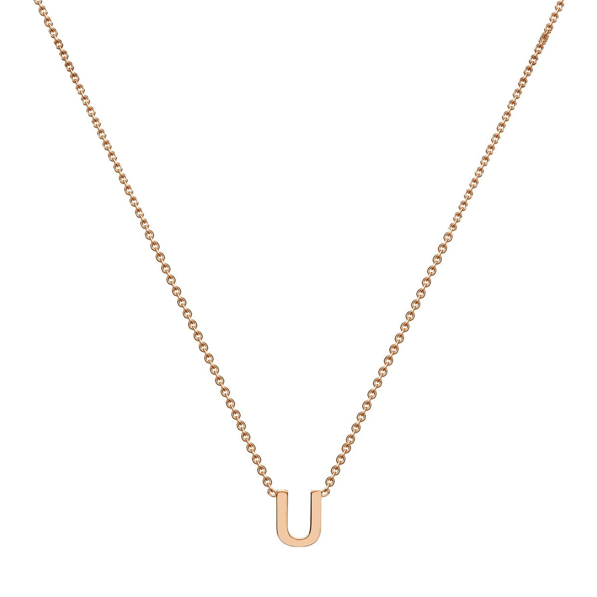 9ct Rose Gold Mini Initial U Adjustable Necklace — full-length
