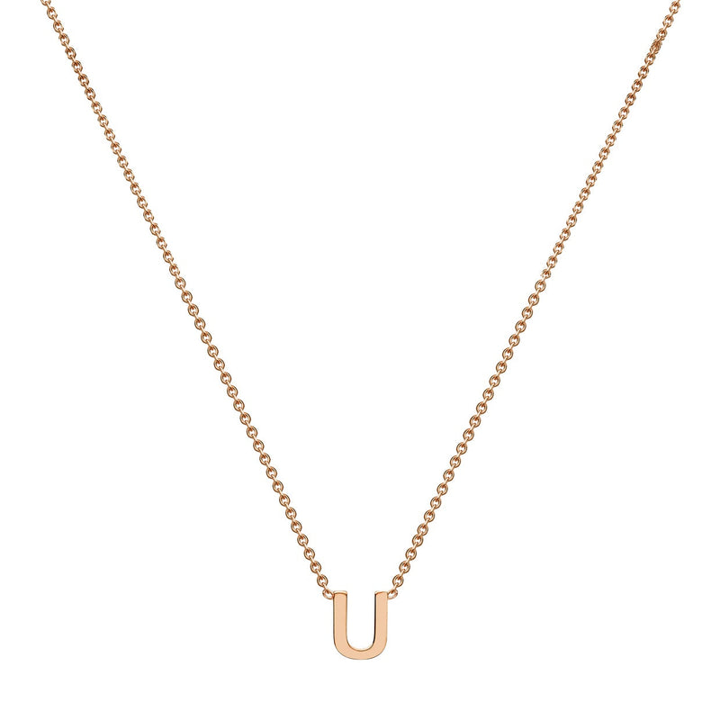 9ct Rose Gold Mini Initial U Adjustable Necklace — full-length