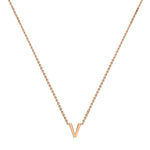 9ct Rose Gold Mini Initial V Adjustable Necklace — full-length