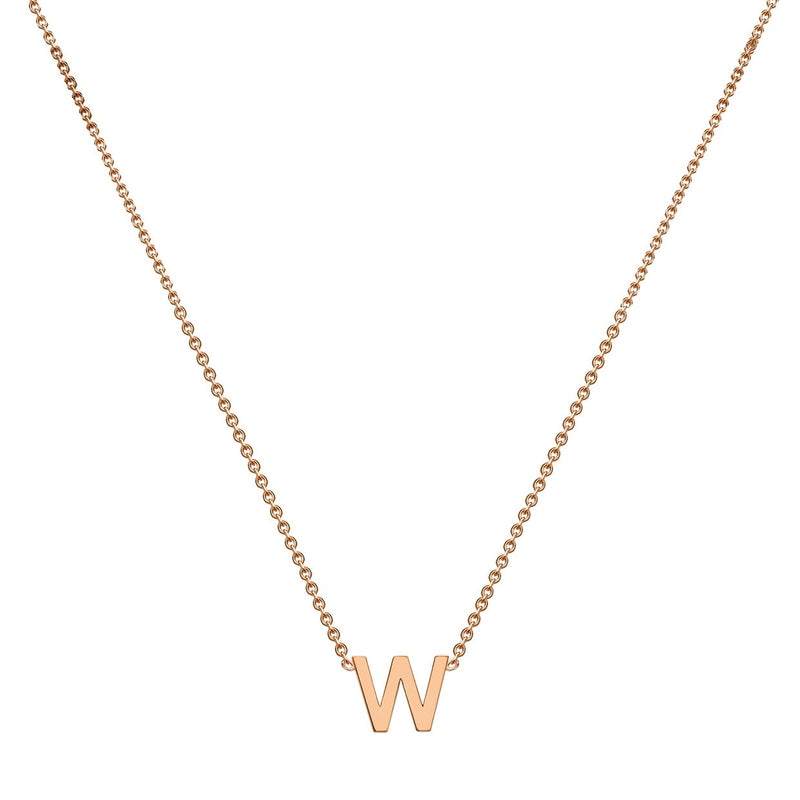 9ct Rose Gold Mini Initial W Adjustable Necklace — full-length