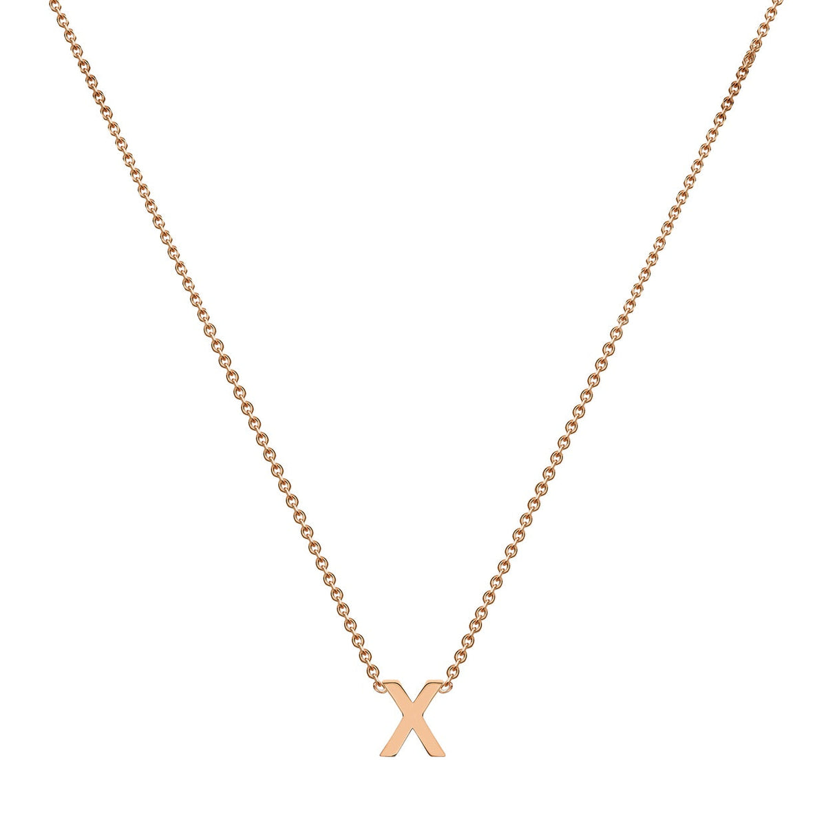 9ct Rose Gold Mini Initial X Adjustable Necklace — full-length