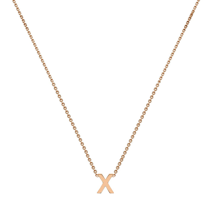 9ct Rose Gold Mini Initial X Adjustable Necklace — full-length