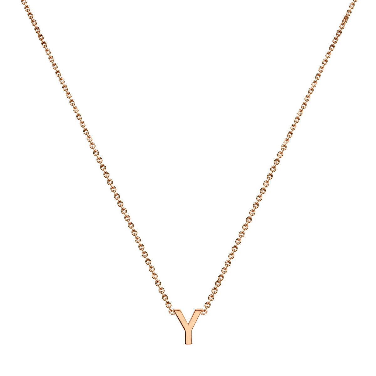9ct Rose Gold Mini Initial Y Adjustable Necklace — full-length