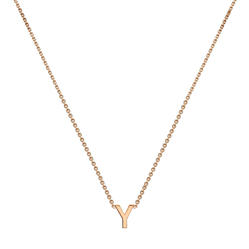 9ct Rose Gold Mini Initial Y Adjustable Necklace — full-length