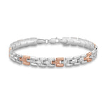 9ct White and Rose Gold Brick Link Bracelet