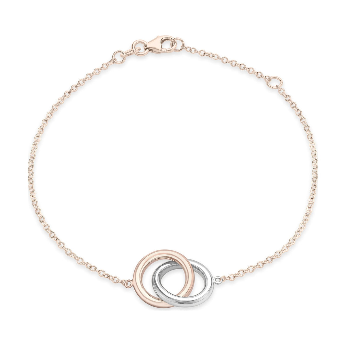 9ct White and Rose Gold Interlocking Rings Bracelet