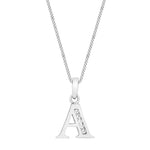9ct White Gold Cubic Zirconia CZ Serif Initial A Pendant