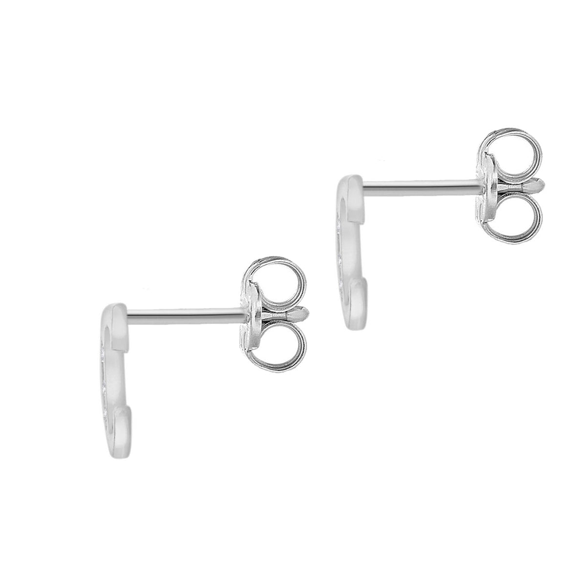 9ct White Gold Cubic Zirconia CZ Serif Initial C Stud Earrings — back