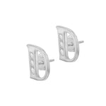 9ct White Gold Cubic Zirconia CZ Serif Initial D Stud Earrings — side