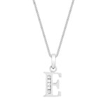 9ct White Gold Cubic Zirconia CZ Serif Initial E Pendant