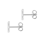 9ct White Gold Cubic Zirconia CZ Serif Initial E Stud Earrings — back