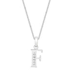 9ct White Gold Cubic Zirconia CZ Serif Initial F Pendant