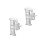 9ct White Gold Cubic Zirconia CZ Serif Initial F Stud Earrings — side