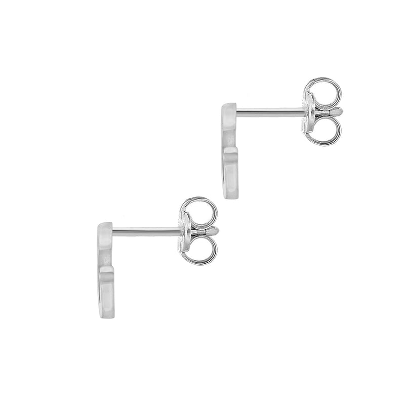 9ct White Gold Cubic Zirconia CZ Serif Initial G Stud Earrings — back
