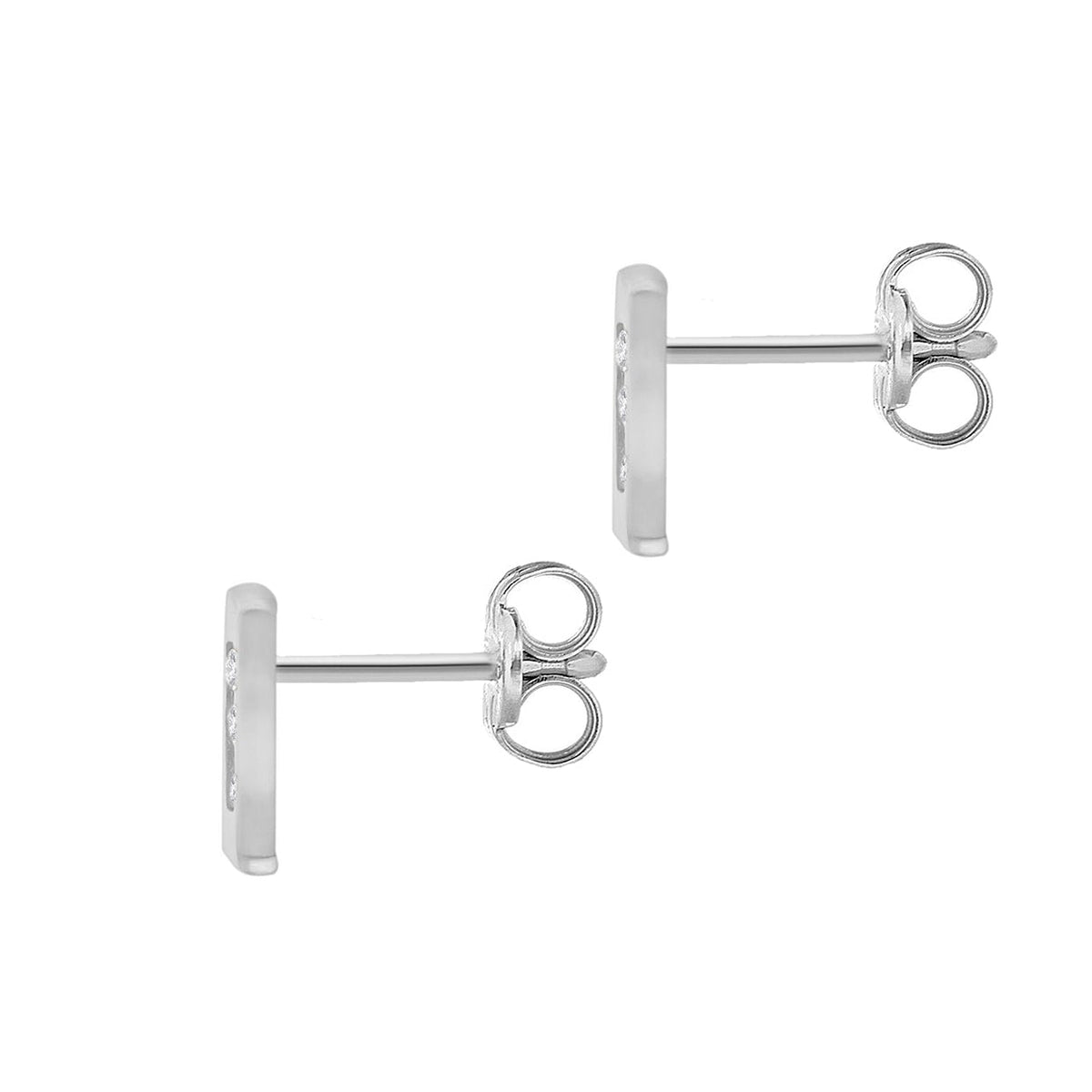 9ct White Gold Cubic Zirconia CZ Serif Initial I Stud Earrings — back
